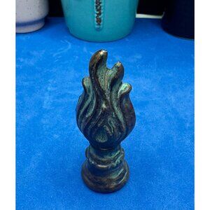 Cast Iron Flame Finial With Rustic Patina